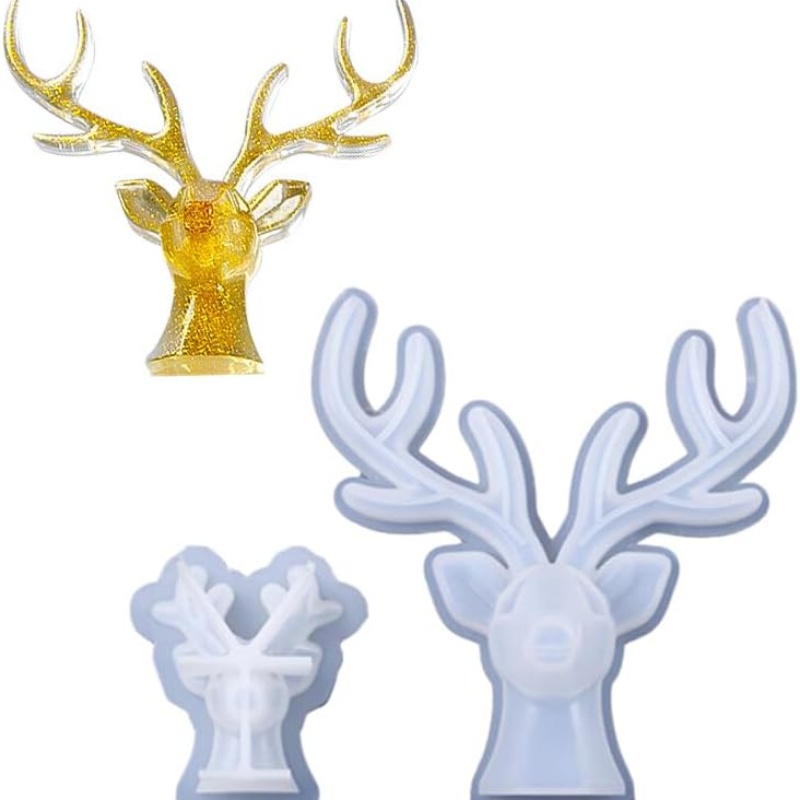 2個の鹿の角飾りシリコンモールドDIY石膏ジュエリー収納ペン - Home Decor Handicraft のレビューと価格