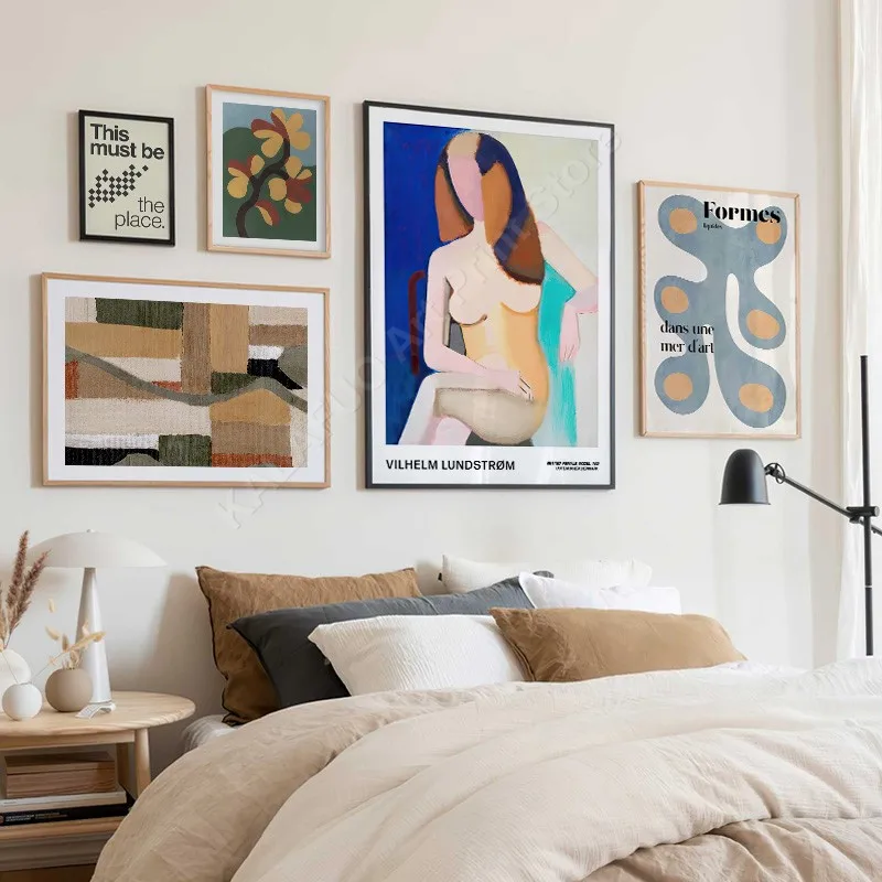 レトロな鳥と花の液体形状キャンバスウォールアート美的リビング - Home Decor Aesthetic Pinterest のレビューと価格