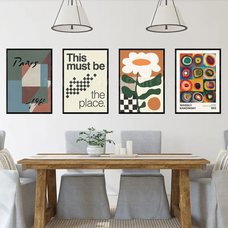 レトロな鳥と花の液体形状キャンバスウォールアート美的リビング - Home Decor Aesthetic Pinterest のレビューと価格