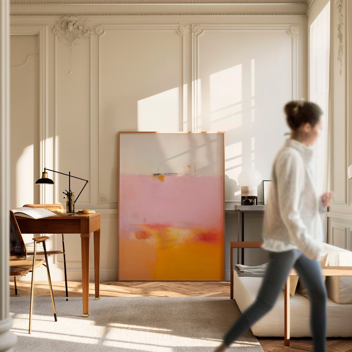 ピンクオレンジ抽象キャンバスプリントポスターモダンミニマリズ - Home Decor Aesthetic Pinterest のレビューと価格
