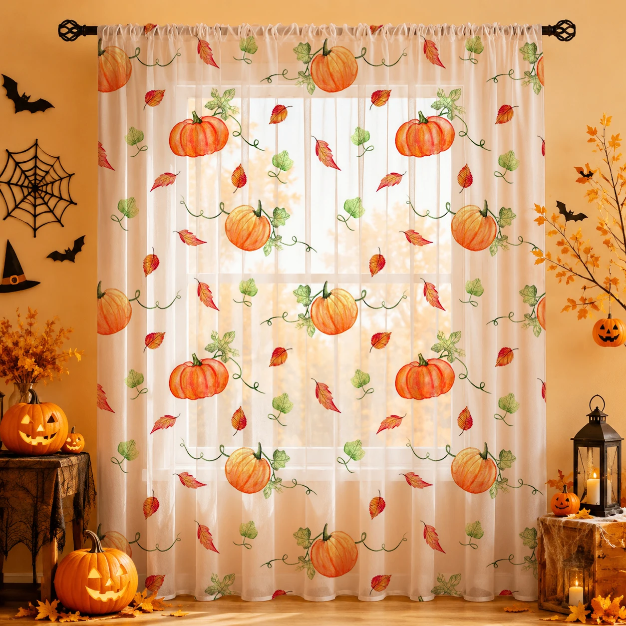 1枚 ロッドポケット付き ホームデコレーション ハロウィン  - Home Decor Youtube のレビューと価格