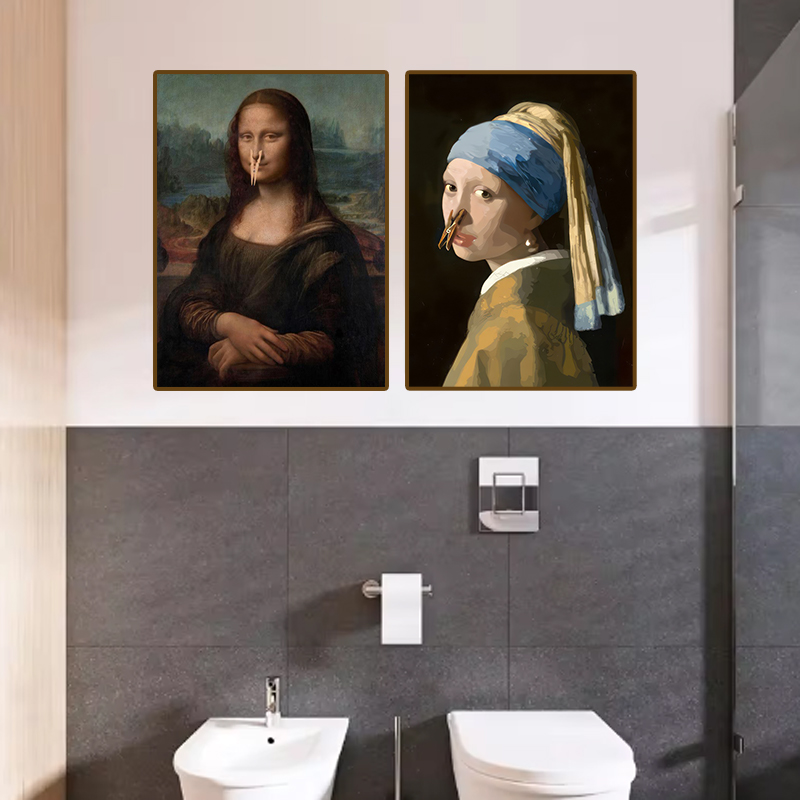 1ピース 面白い抽象的なバスルームトイレの家の装飾、額縁なし - Home Decor Youtube のレビューと価格