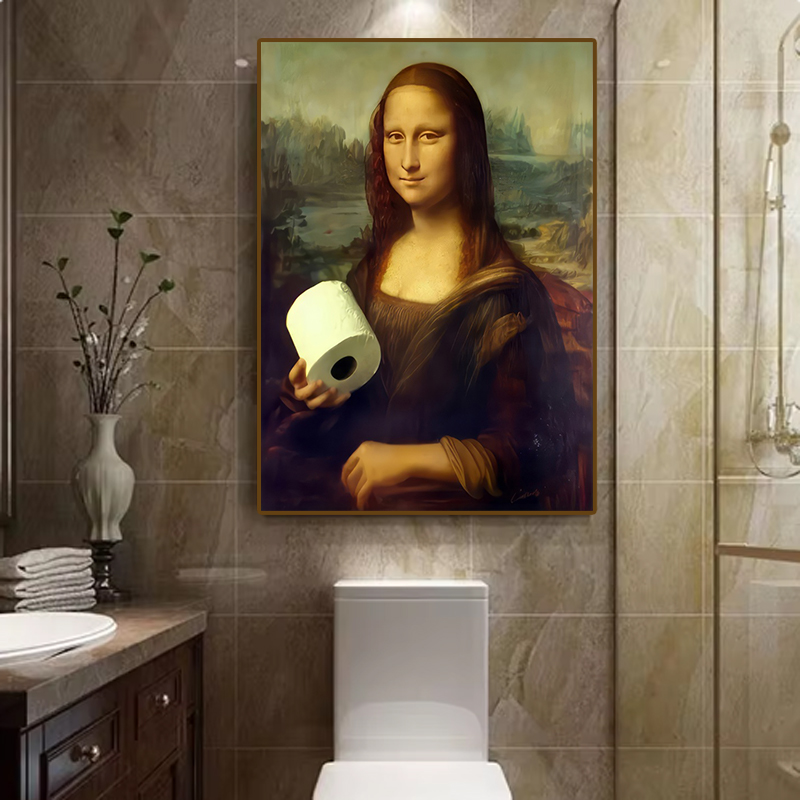 1ピース 面白い抽象的なバスルームトイレの家の装飾、額縁なし - Home Decor Youtube のレビューと価格