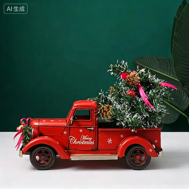ヴィンテージ風赤いクリスマス トラックモデル 錬鉄彫刻 金属 - Home Decor Handicraft のレビューと価格