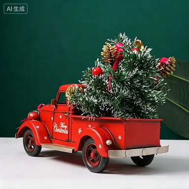 ヴィンテージ風赤いクリスマス トラックモデル 錬鉄彫刻 金属 - Home Decor Handicraft のレビューと価格