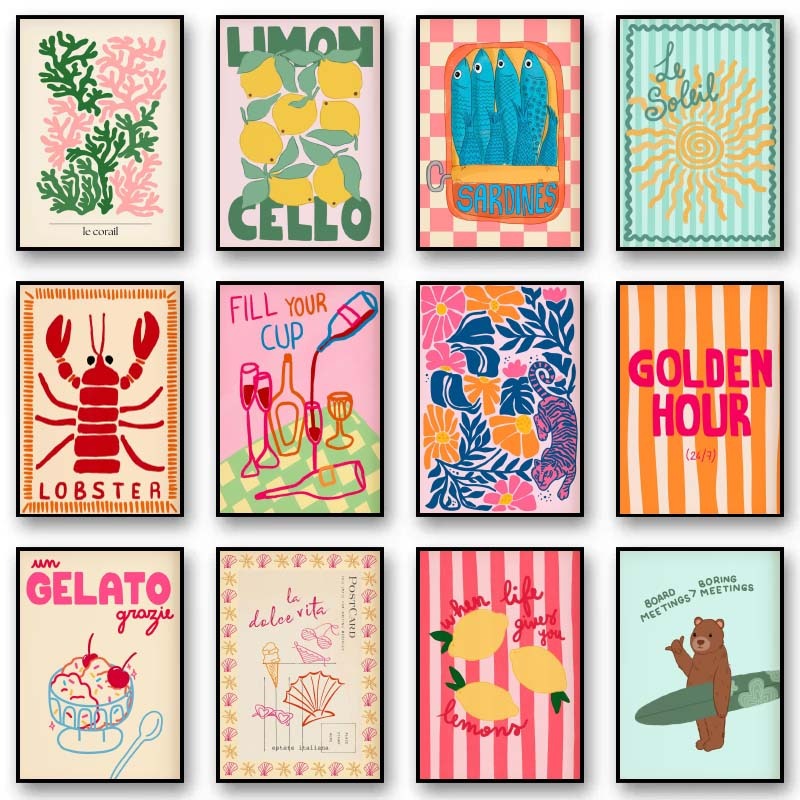 トロピカルプレッピーポスター貝殻ビーチ夏ポスタープリントワイ - Home Decor Aesthetic Pinterest のレビューと価格