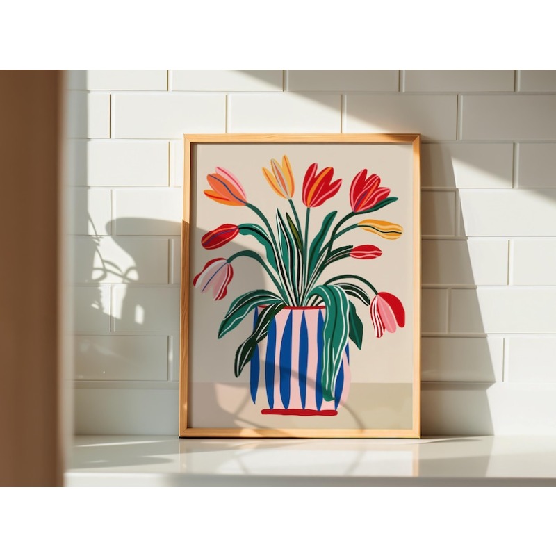 チューリップの花のキャンバスウォールアート2枚、フレームなし - Home Decor Youtube のレビューと価格