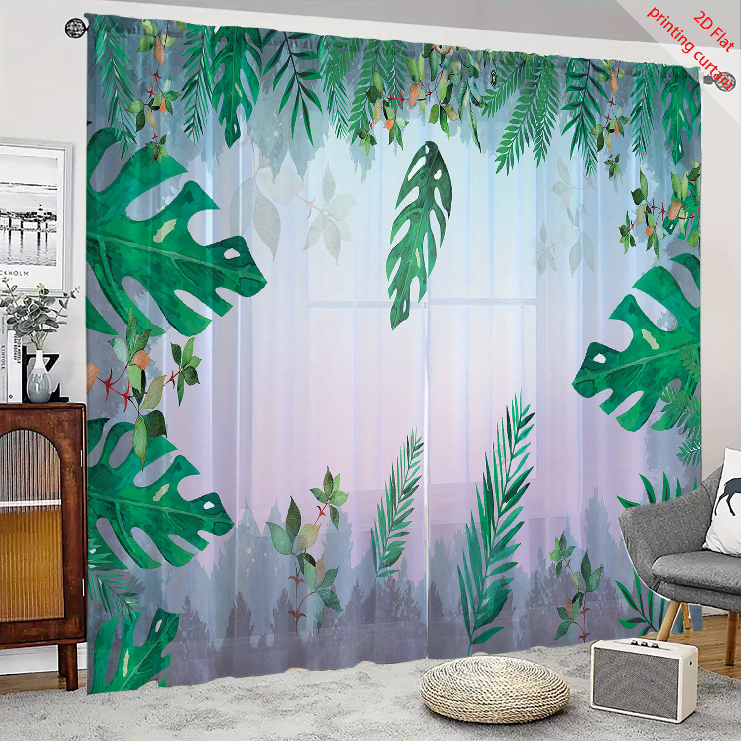 植物プリント透明スクリーンカーテンホームウィンドウ装飾フィル - Home Decor Youtube のレビューと価格