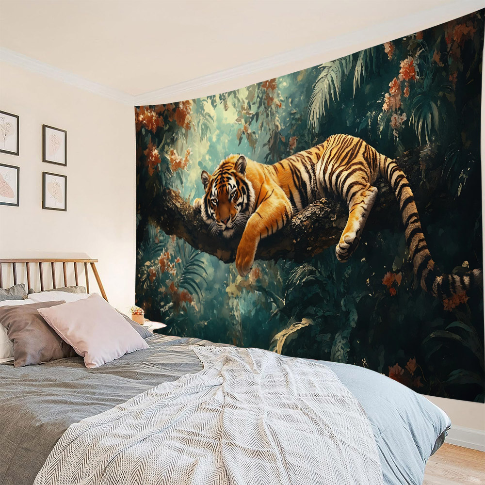 森林の虎のタペストリー、動物のライオン、ヒッピー風の壁飾り、 - Home Decor Hippie のレビューと価格