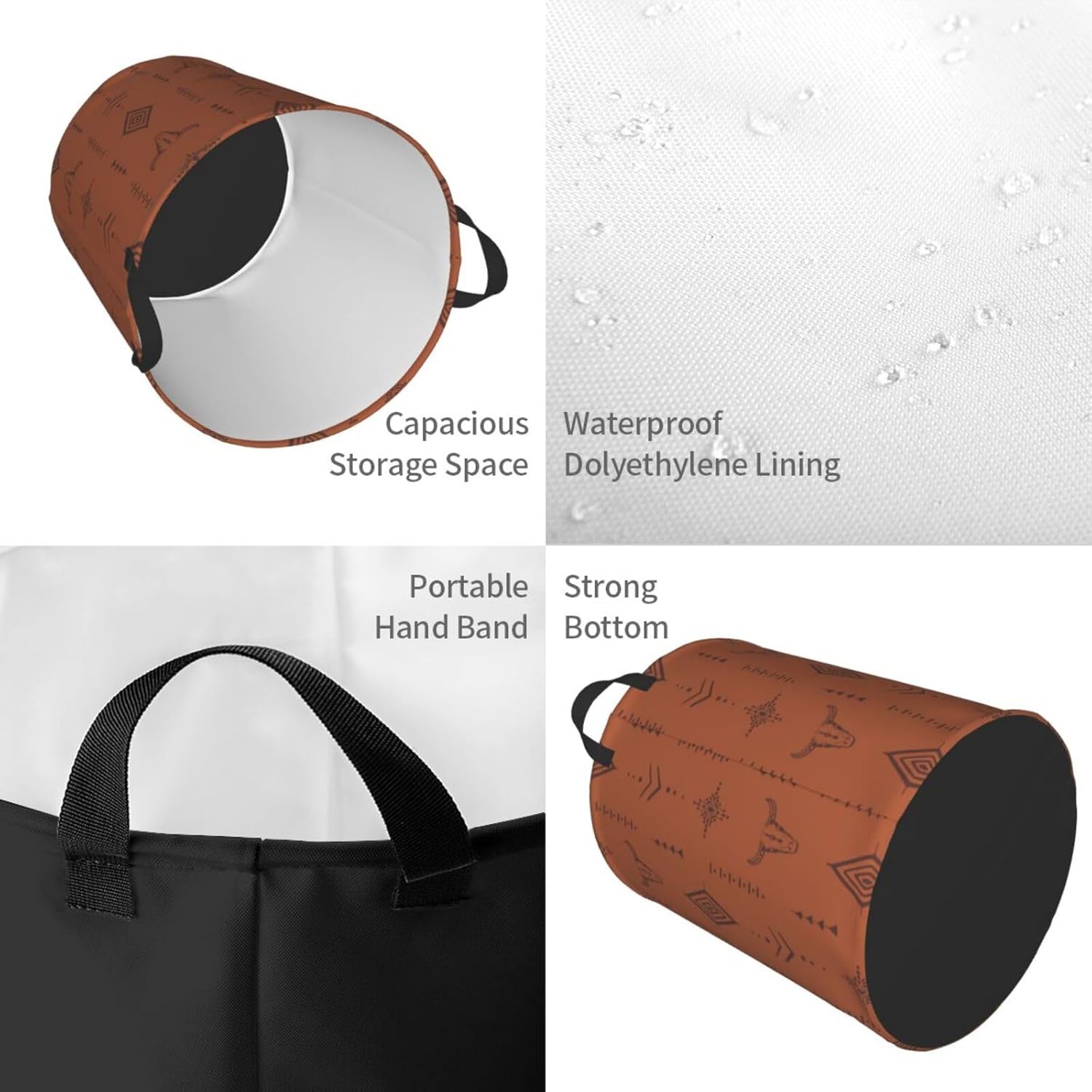 西洋風ボヘミアンスタイルの洗濯かご、取っ手付き、折りたたみ式 - Home Decor Hampers のレビューと価格