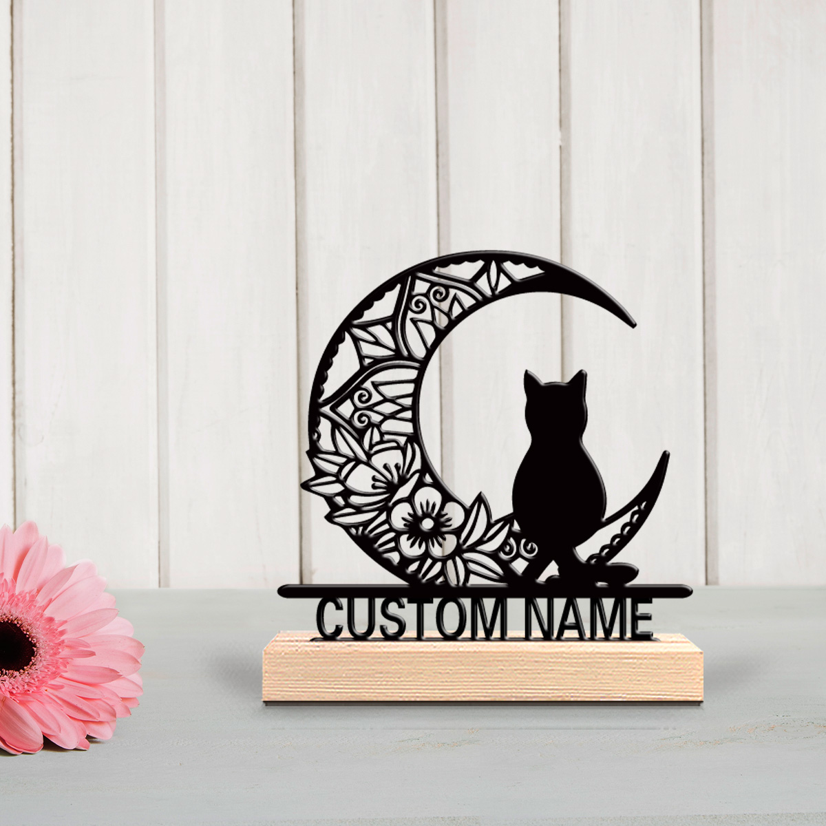 1個入り 抽象的な月猫のパーソナライズテキスト入りブリキ像  - Home Decor Handicraft のレビューと価格