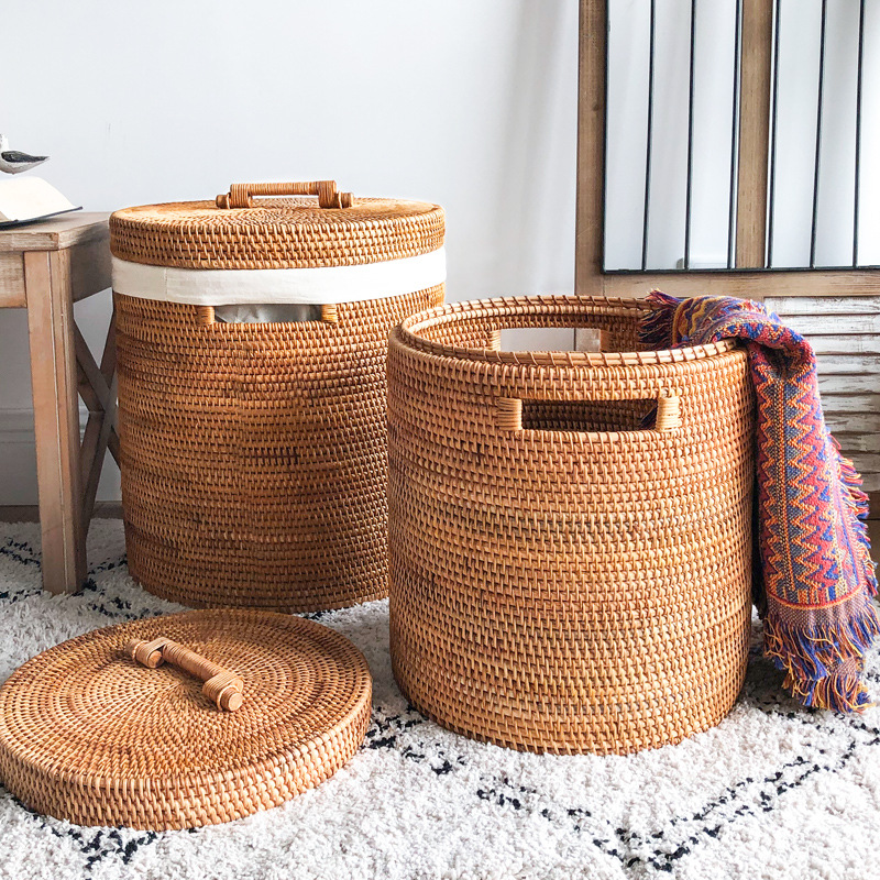 ラタン製ランドリーバスケット、大容量収納かご（バスルーム用） - Home Decor Hampers のレビューと価格