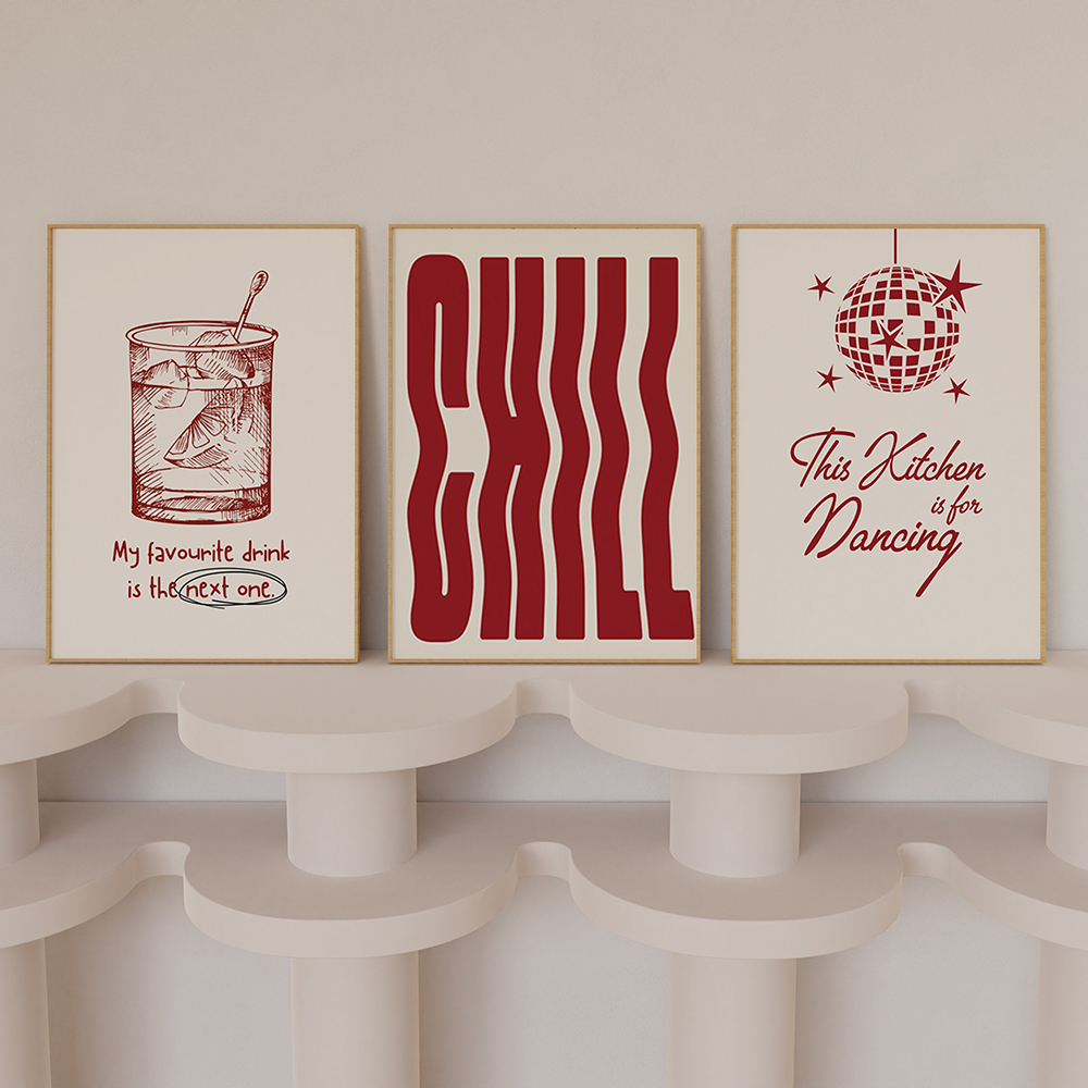 トレンディなレトロなウォールセットのプリント、美的バーカート - Home Decor Aesthetic Pinterest のレビューと価格