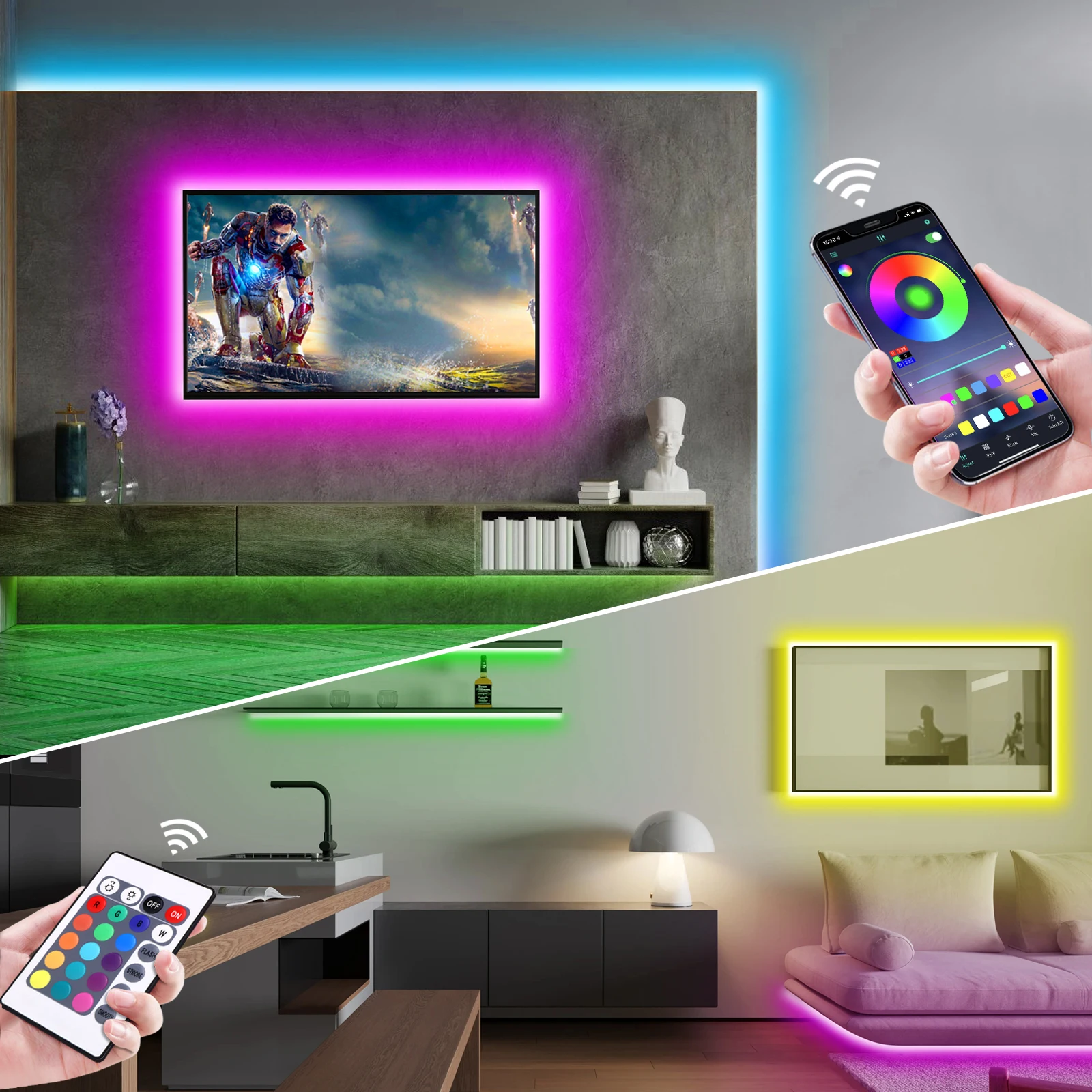 1-5m RGB LEDネオンストリップライト 5V USB - Led Strip Lights のレビューと価格