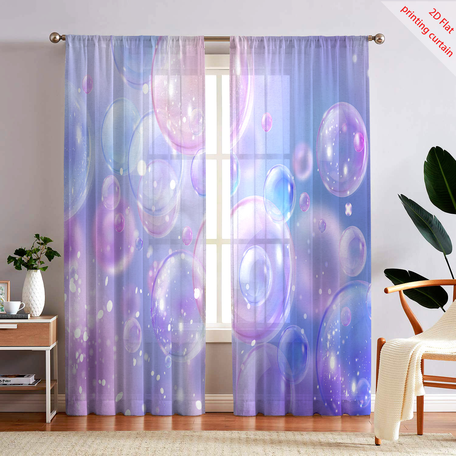 夢のようなバブルプリントガーゼカーテン、グラデーション透明カ - Home Decor Youtube のレビューと価格